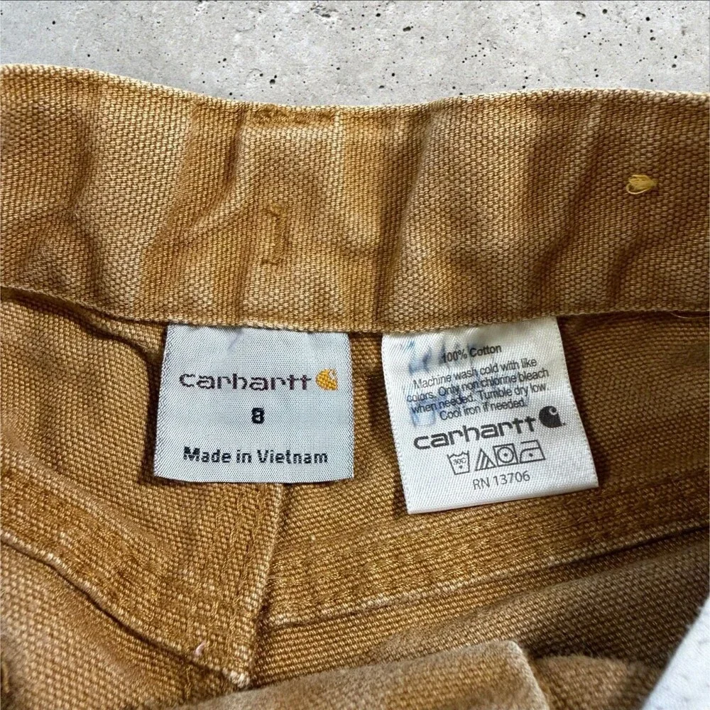 Carhartt Boys Youth Size 8 Carpenter Pants Canvas Duck Tan Brown Utility Jeans